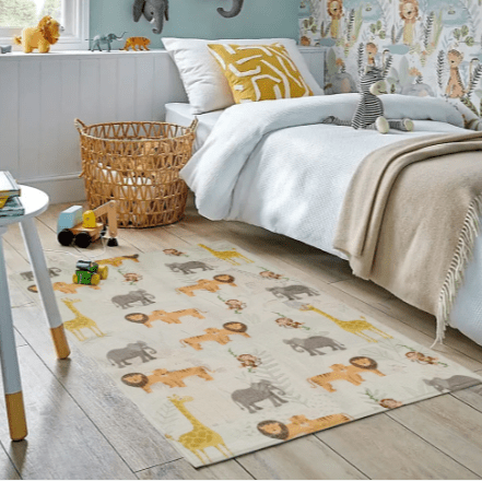 Printed Rug Animal Nursery Print Eco - Friendly, Non - Slip, Soft Floor Rug for Play Room or Bedroom, - Cherish Home