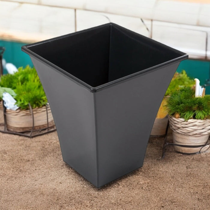 Rammento 31.5cm Black Tall Flared Square Plastic Planter - Cherish Home