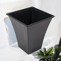 Rammento 31.5cm Black Tall Flared Square Plastic Planter - Cherish Home