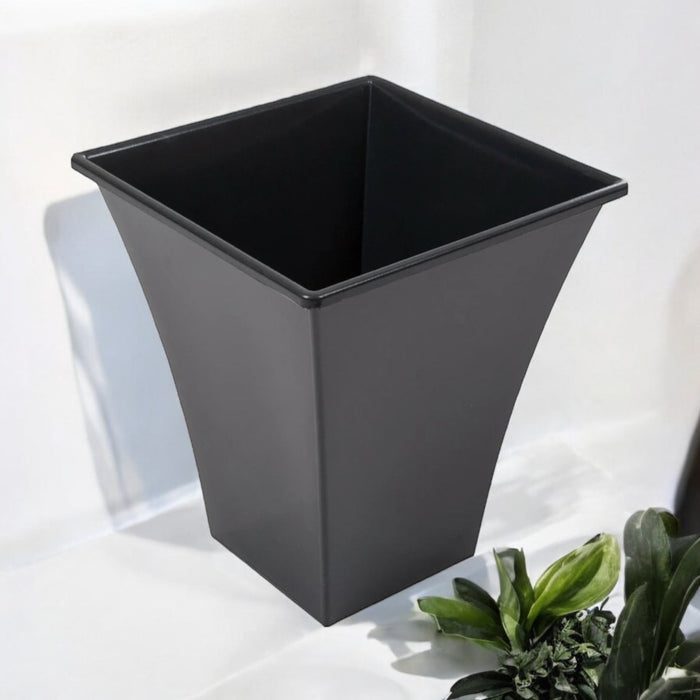Rammento 31.5cm Black Tall Flared Square Plastic Planter - Cherish Home