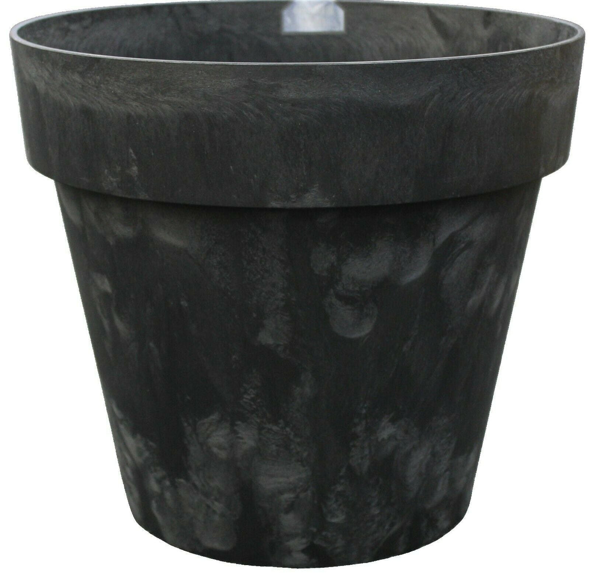 Rammento 40cm ƒ?? Large Plastic Barrel Planter, Charcoal Grey Marble Effect 29L - Cherish Home