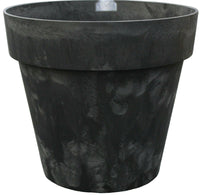 Rammento 40cm ƒ?? Large Plastic Barrel Planter, Charcoal Grey Marble Effect 29L - Cherish Home