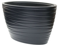 Rammento 42cm Large Plastic Oval Planter with Insert, Black 56/24L Flower Pot - Cherish Home