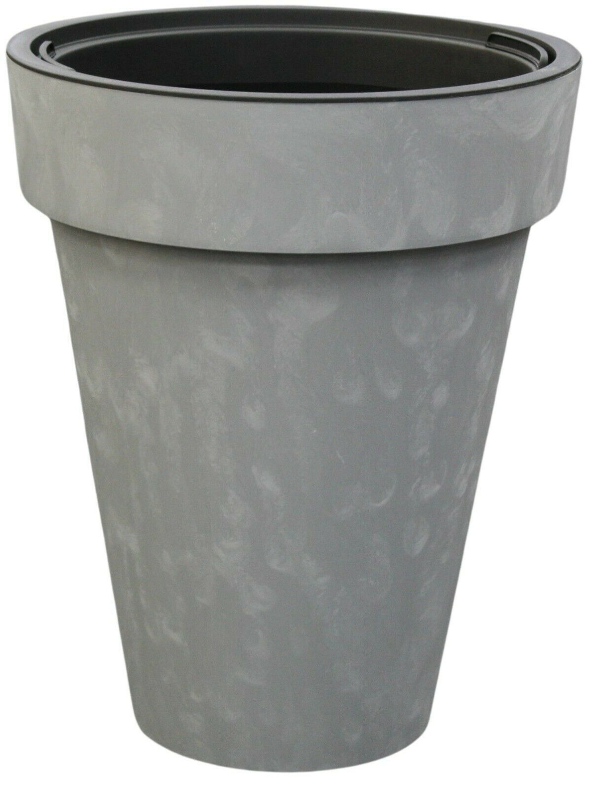 Rammento 44cm Tall Plastic Plant Pot with Insert, Grey Beton - Effect 18/25L Pot - Cherish Home