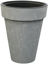 Rammento 44cm Tall Plastic Plant Pot with Insert, Grey Beton - Effect 18/25L Pot - Cherish Home
