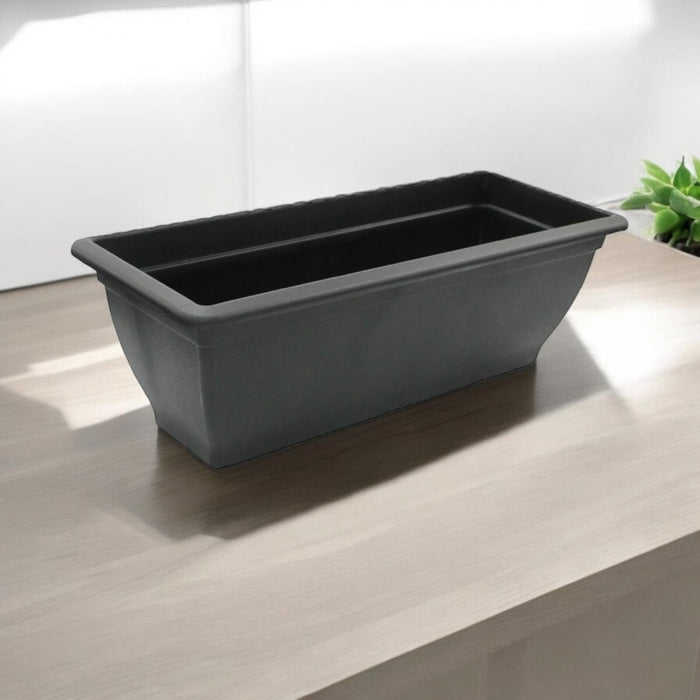 Rammento 60cm Rectangular Planter Trough, Black Window Box - Cherish Home