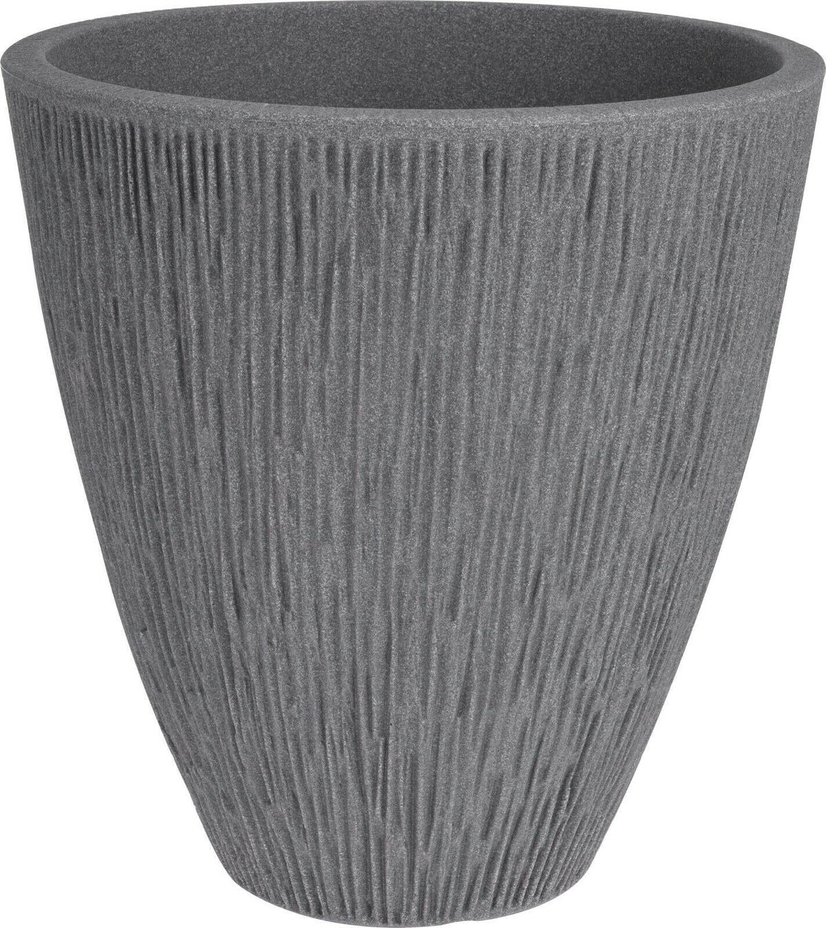 Rammento Grey Stone - Effect 42cm Tall Ribbed Plastic Planter - Home/Patio Use - Cherish Home