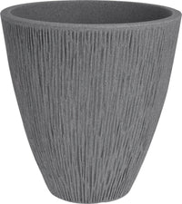 Rammento Grey Stone - Effect 42cm Tall Ribbed Plastic Planter - Home/Patio Use - Cherish Home
