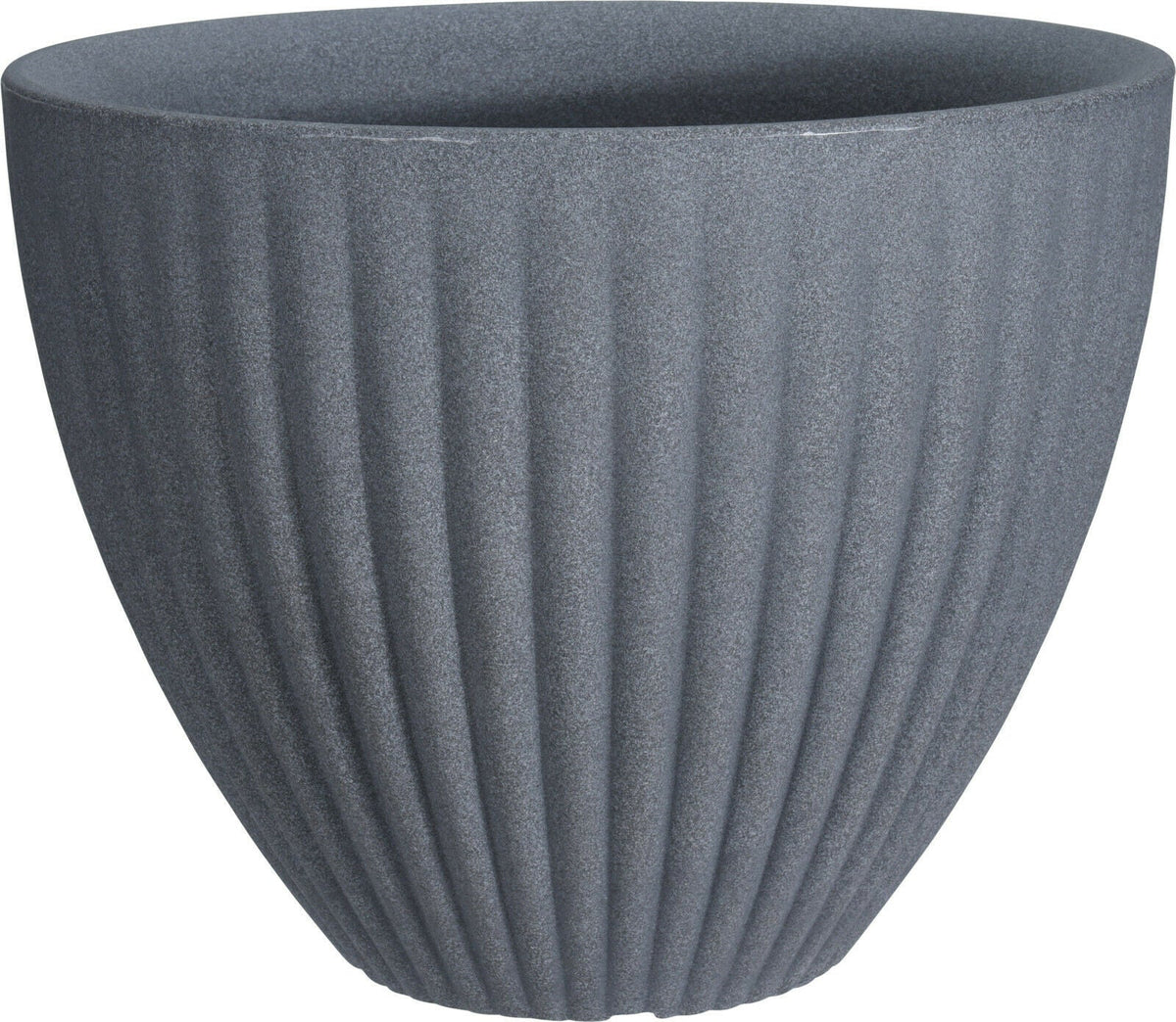 Rammento Large 39cm Rippled Flower Pot, Stone Grey 30cm Tall Plastic Pot Planter - Cherish Home