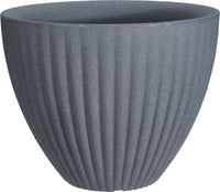 Rammento Large 39cm Rippled Flower Pot, Stone Grey 30cm Tall Plastic Pot Planter - Cherish Home