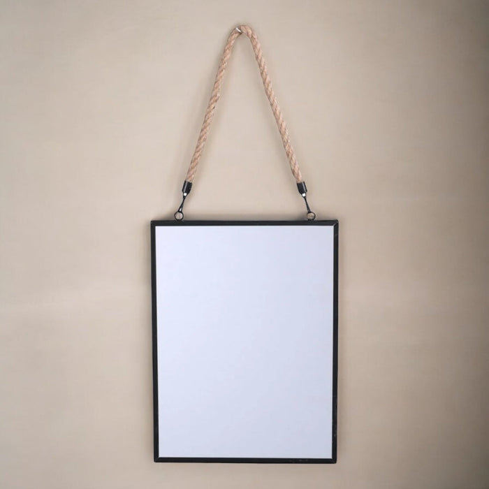 Rectangular Wall Mirror Rustic Hanging Rope - Cherish Home
