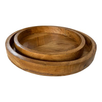 Round Herringbone Wooden Serving Trays - Mango Wood - Cherish Home