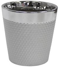 Round Shiny Silver Plant Pot Smart Ceramic Rippled Planter - Cherish Home