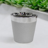 Round Shiny Silver Plant Pot Smart Ceramic Rippled Planter - Cherish Home