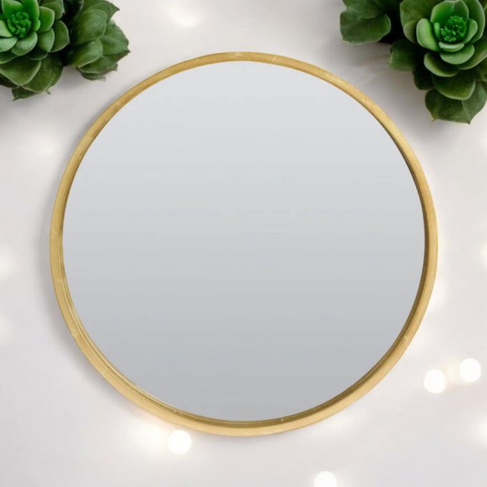 Round Wall Mirror With Gold Frame Large Decorative 50cm Wall Hanging Mirror - Cherish Home