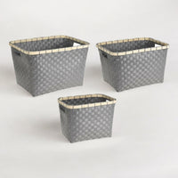 Set of 3 Traditional Wicker Style Storage Basket Grey - Cherish Home