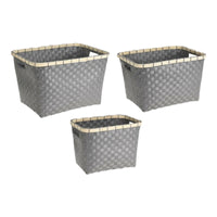Set of 3 Traditional Wicker Style Storage Basket Grey - Cherish Home