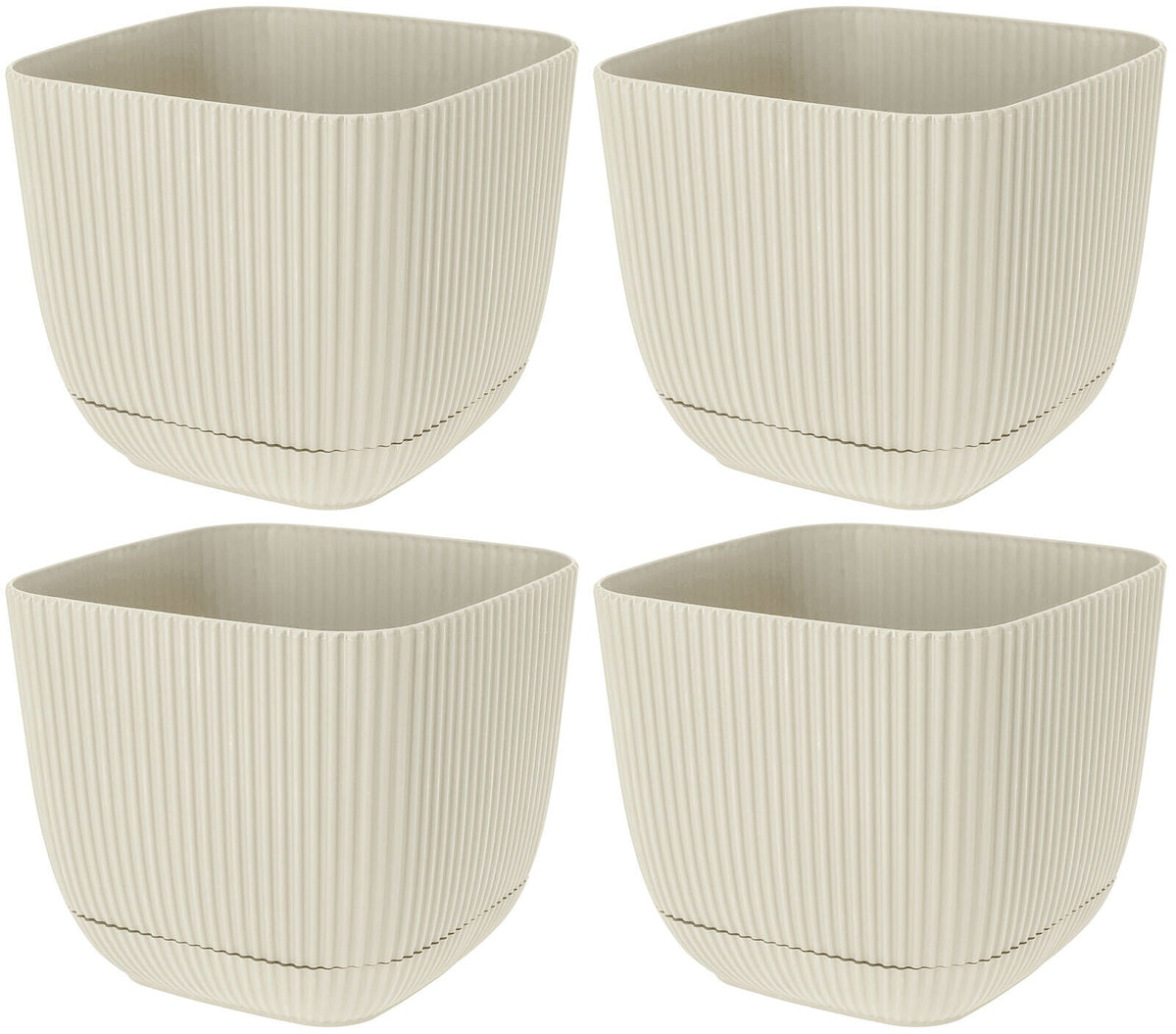 Set Of 4 Square Flowerpot Planters Indoor Outdoor Plant Pots With Water System - Cherish Home