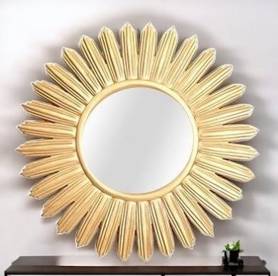 Small Gold Sunburst Mirror 40cm,decorative Wall Art Mirror, ideal for Hallway Living Room Bedroom - Cherish Home