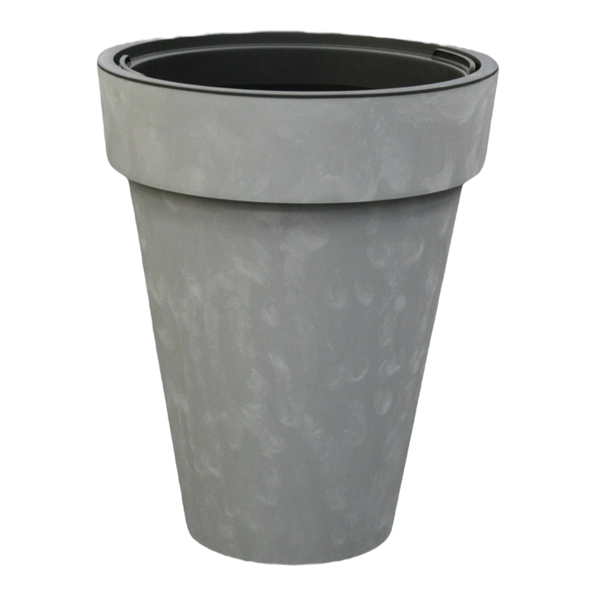 Tall Plastic Plant Pot with Insert, Grey Beton - Effect 18/25L Pot - Cherish Home