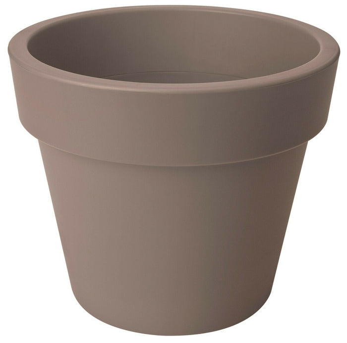 Taupe 40cm Round Barrel Planter, Double Walled, 24 Litre Capacity - Cherish Home