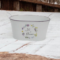 White Oval Planter White Floral Print - Cherish Home