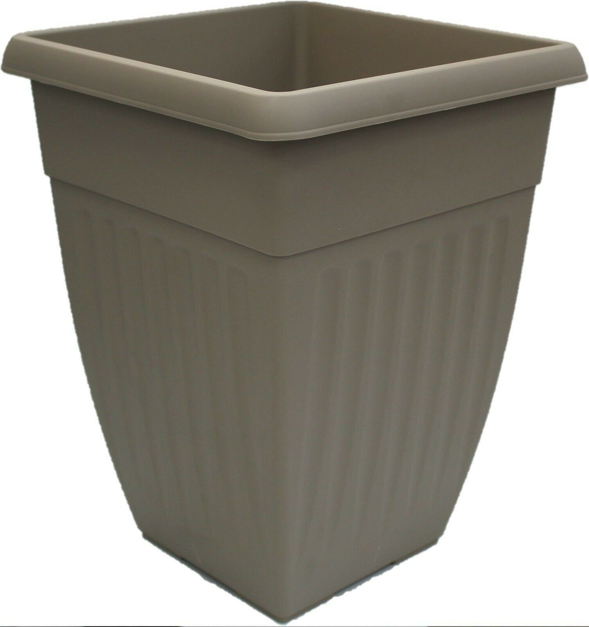 Whitefurze 42cm Extra Tall Garden Planter, Taupe | Plastic Ribbed Square Plant Pot - Cherish Home