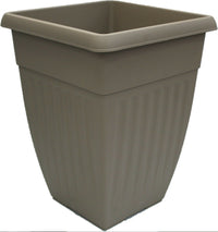 Whitefurze 42cm Extra Tall Garden Planter, Taupe | Plastic Ribbed Square Plant Pot - Cherish Home