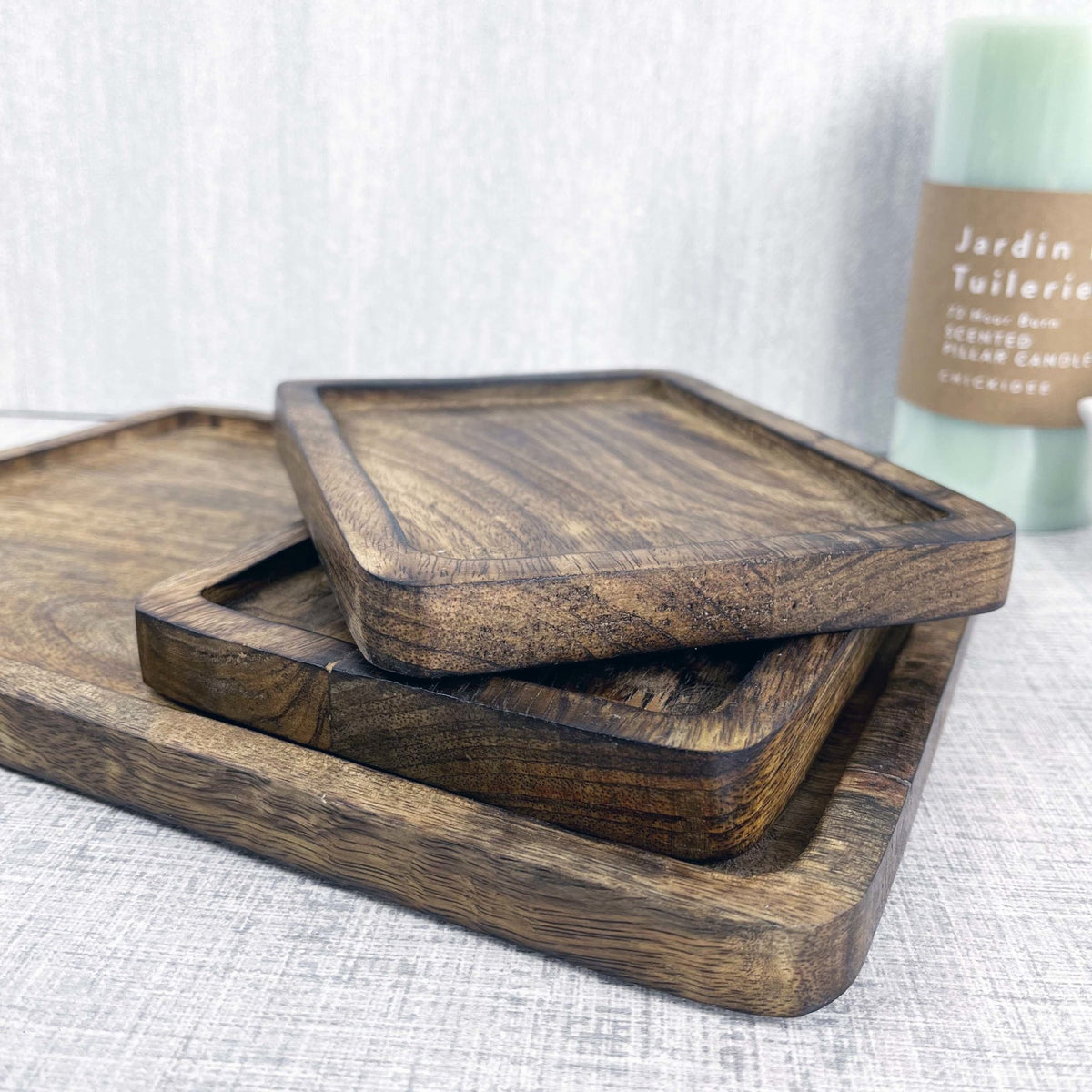 100% Mango Wood Tray Set - Cherish Home