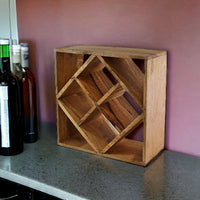 4-Bottle Mango Wood Diamond Design Wine Rack - Cherish Home