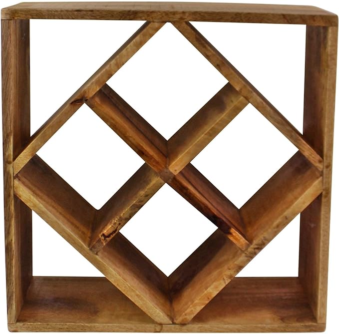 4-Bottle Mango Wood Diamond Design Wine Rack - Cherish Home