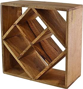 4-Bottle Mango Wood Diamond Design Wine Rack - Cherish Home