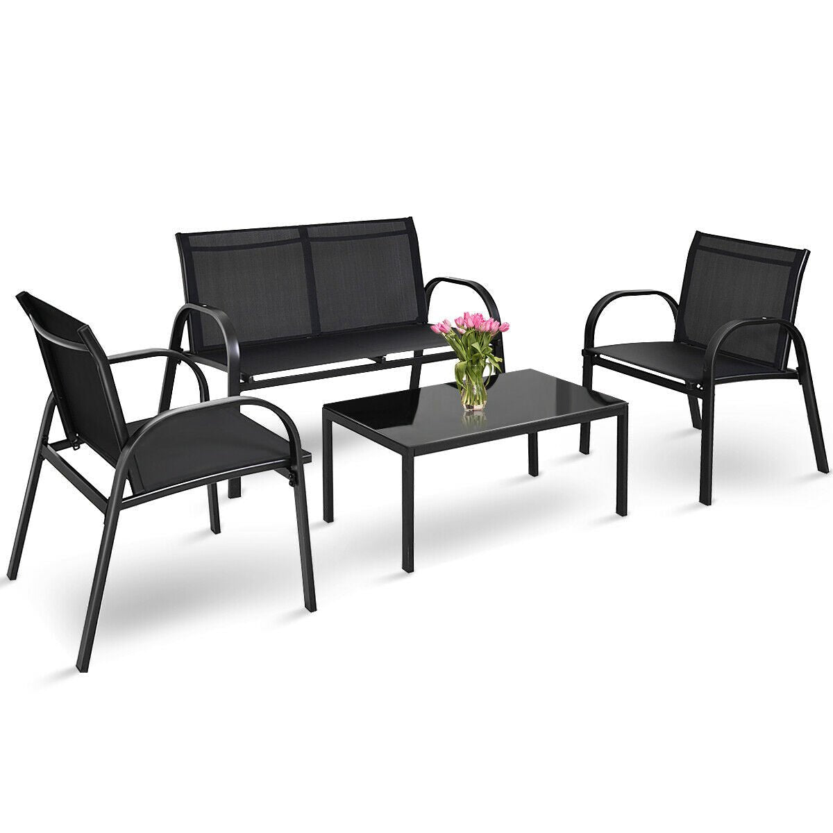 4 Pcs Patio Furniture Bistro Set - Cherish Home