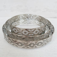 Decorative Silver Style Mirror Tray set of three
