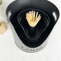 Fire Log & Kindling Buckets with Matchstick Holder Set