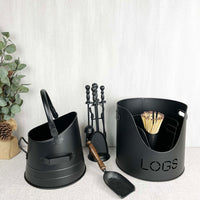 Fire Log & Kindling Buckets with Matchstick Holder Set