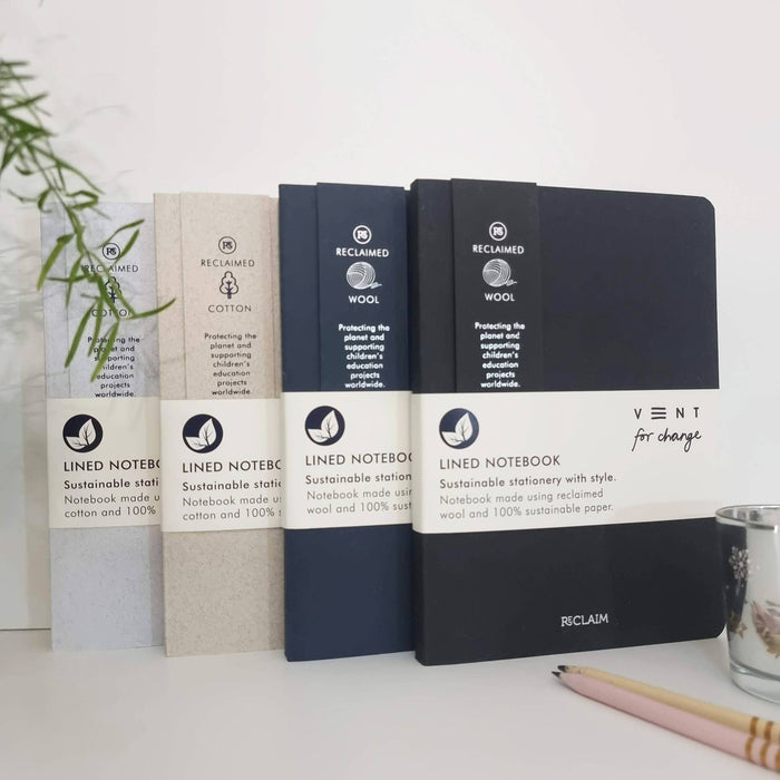 A5 Reclaimed Cotton or Wool Notebook with 100% Sustainable Paper - Cherish Home