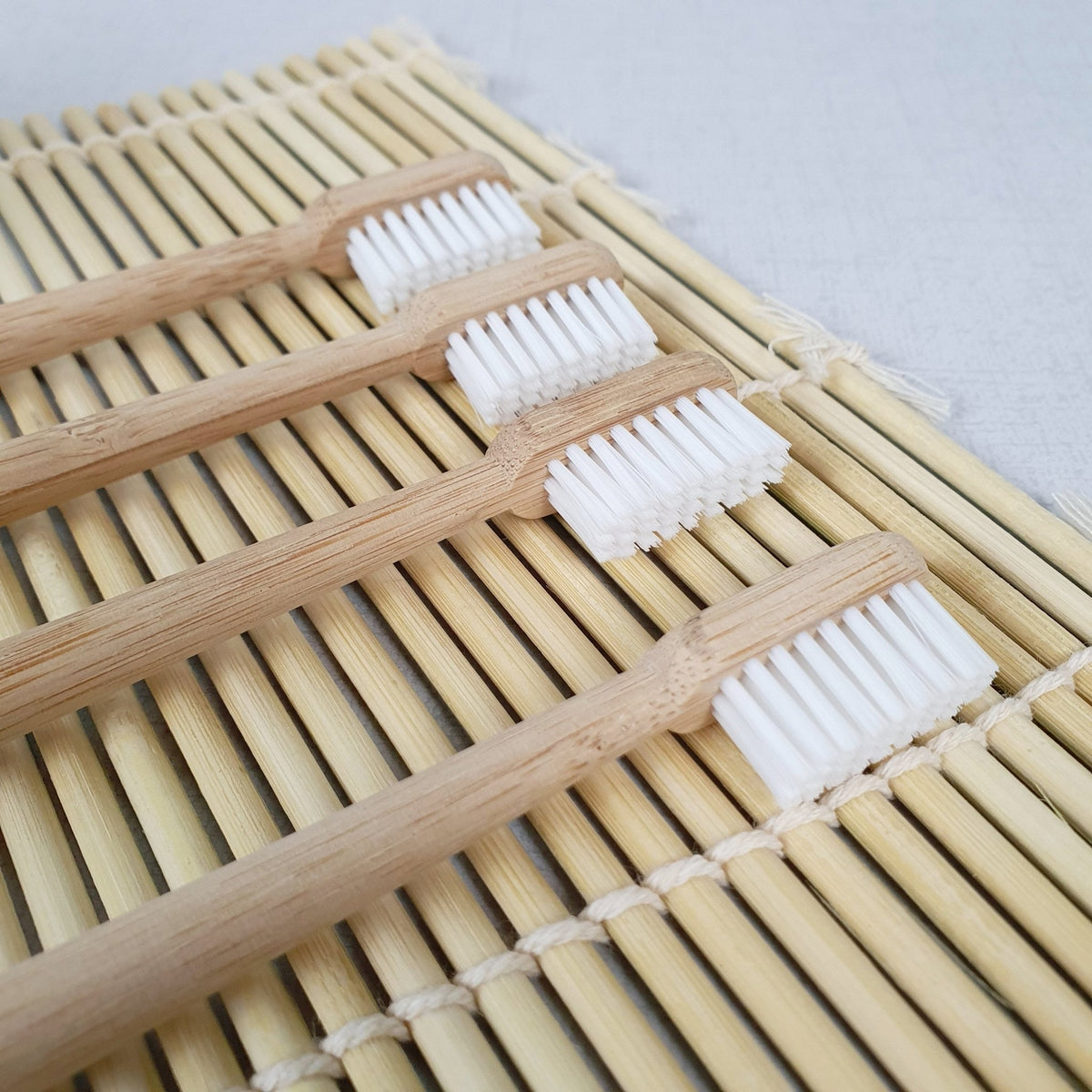 Bamboo Toothbrushes with Dark Green Tips - Set of 4 Family Pack