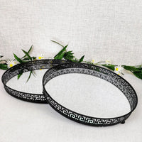 Black mirror trays circular set of 2