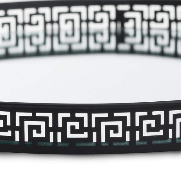 Black Decorative Circular Trays - Mirror Effect Close Up