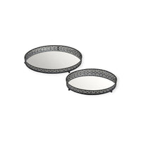 Black Decorative Circular Trays - Mirror Effect - Cherish Home