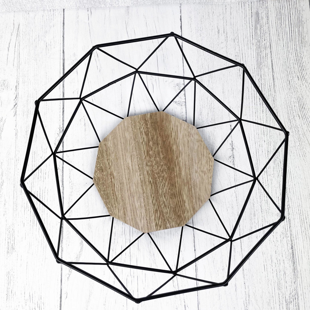 Copia Wire & Wood Fruit Bowl Top Down View