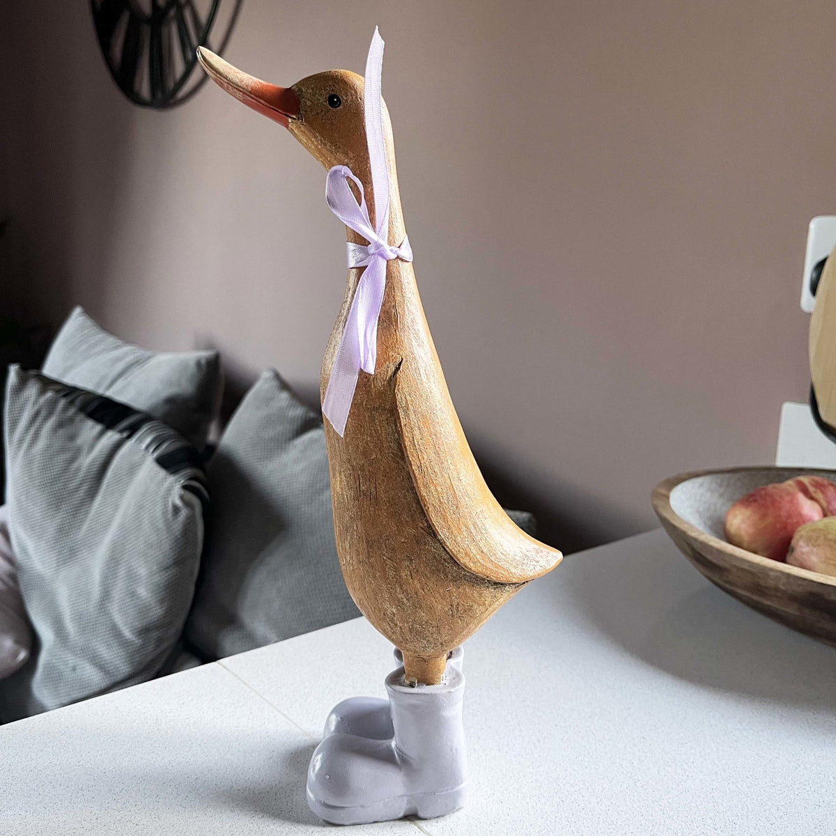 Darcey Duck on kitchen bench, close up