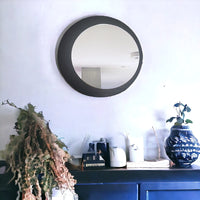 Decorative Black Abstract Wooden Framed Wall Mirror - 40cm - Cherish Home
