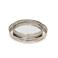 Decorative Circular Nickel Trays Mirror Effect Set of 2