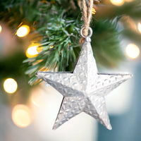 Decorative Metal Hanging Star 10cm x 12cm - Grey - Cherish Home