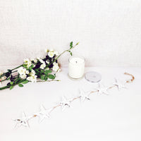 Decorative white hanging stars with christmas candle