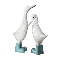 Denny & Deanna Duck White Ornaments in Blue Wellies - Cherish Home