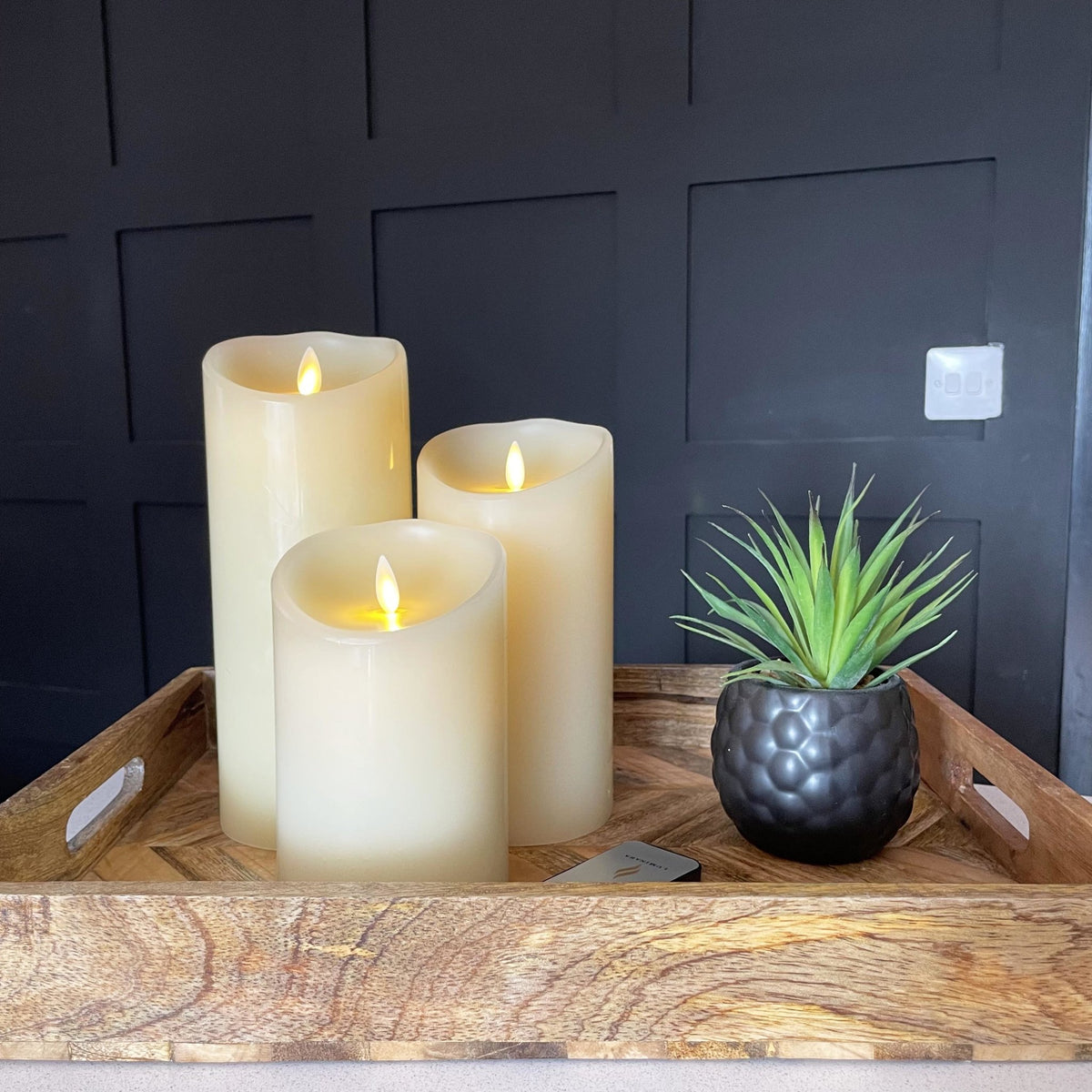 Ivory Colour Real Wax Flameless Vanilla-Scented Battery Candles