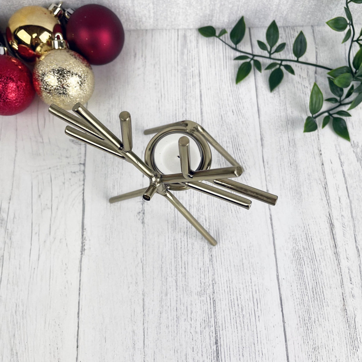 Gold Reindeer Candle Holder Small top view